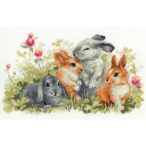 Riolis Funny Rabbits Counted Cross Stitch Kit #1416 15.75" x 9.75"/40 cm x 25 cm 14 Count